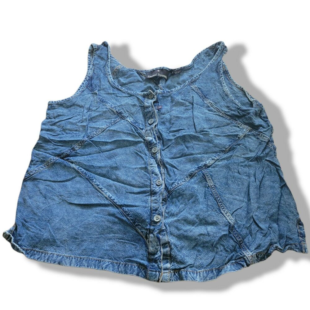 Sacred Threads Denim Patchwork Sleeveless Crop Top